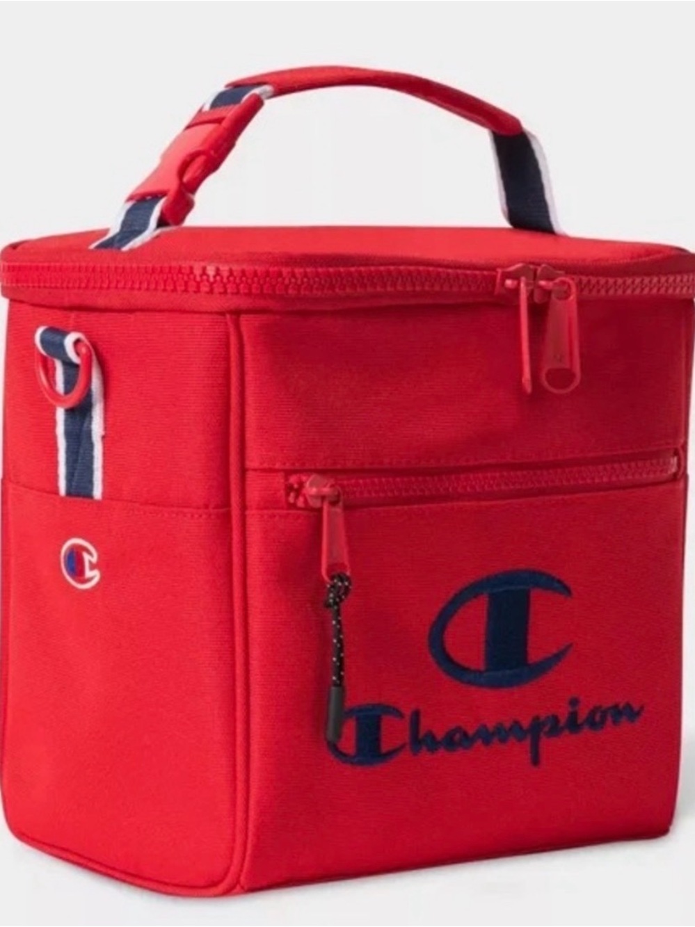 Champion Red Lunch Cooler with Navy Logo